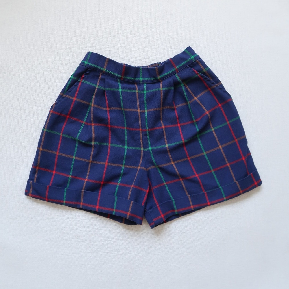 Vintage Plaid High Waisted Pull On Shorts